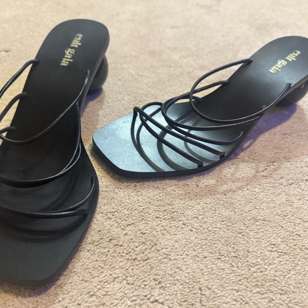 Cult Gaia “Cassie” Black Strappy Heels